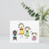 Lehrer und Kinder Postkarte (Stehend Vorderseite)