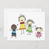 Lehrer und Kinder Postkarte (Vorne/Hinten)