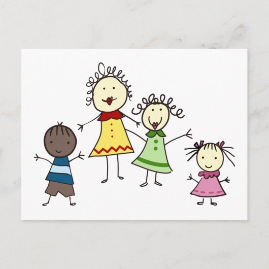 Lehrer und Kinder Postkarte (Vorderseite)