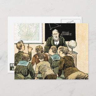 Lehrer und Studenten. Vintage Kunst Postkarte