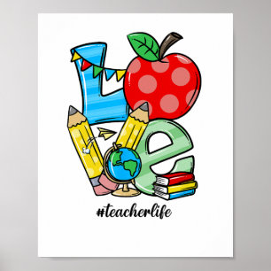 Lehrer unterrichtet Zeug Liebesapfelsymbol Poster