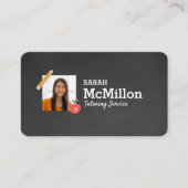 Lehrer untersuchen Black Chalkboard Foto Visitenkarte (Vorderseite)