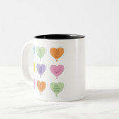 Lehrer Valentinstag Funny Conversation Hearts Zweifarbige Tasse (Vorderseite Links)