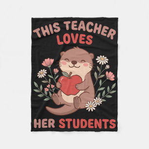 Lehrer Valentinstag Otter Apfel Liebe Studenten Fl Fleecedecke