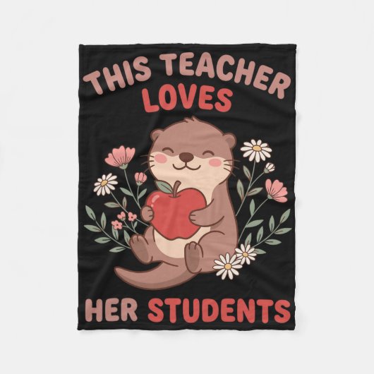 Lehrer Valentinstag Otter Apfel Liebe Studenten Fl Fleecedecke (Vorderseite)