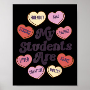 Lehrer Valentinstag Positive Affirmative Heart Poster