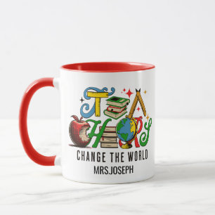 Lehrer verändern die Welt Buntes Schuldesign Tasse