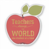 Lehrer verändern die Welt des Zitats von roten Apf Aufkleber (Vorderseite)