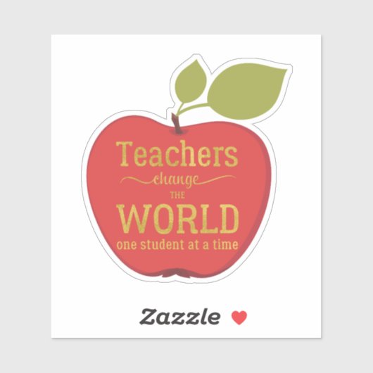Lehrer verändern die Welt des Zitats von roten Apf Aufkleber (Blatt)