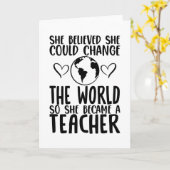 Lehrer verändern die Welt mit geklappter Grußkarte Karte (Gelbe Blume)