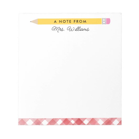 Lehrer verschenken Illustrierten gelben Stift Notizblock (Vorderseite)