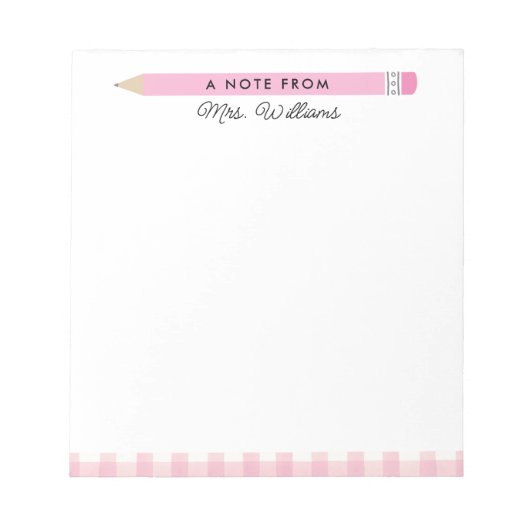 Lehrer verschenken Illustrierten rosa Stift Notizblock (Vorderseite)