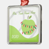 Lehrer-Verzierung - grünes Apple u. Silbernes Ornament (Links)