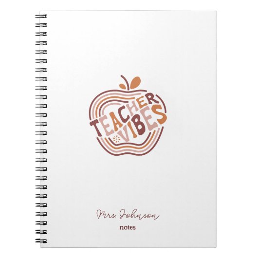 Lehrer Vibes Boho Apple Personalisierte Wertschätz Notizblock (Vorderseite)