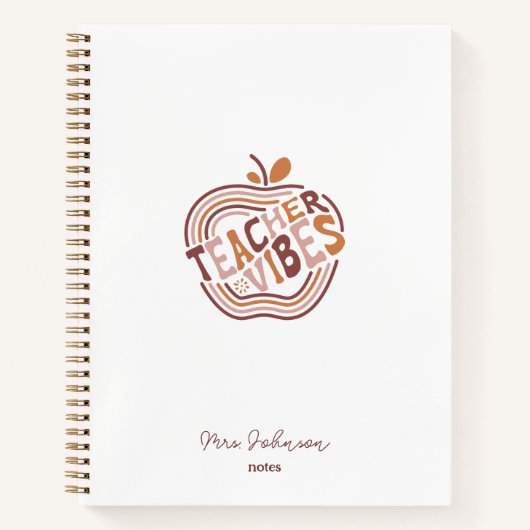 Lehrer Vibes Boho Apple Personalisierte Wertschätz Notizblock (Vorderseite)