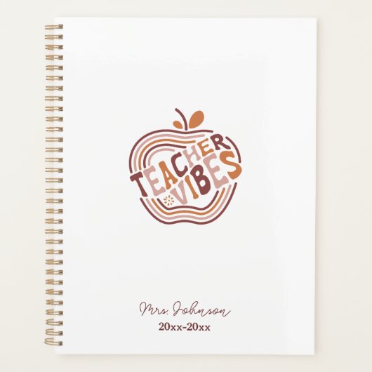 Lehrer Vibes Boho Apple Personalisierte Wertschätz Planer (Vorderseite)