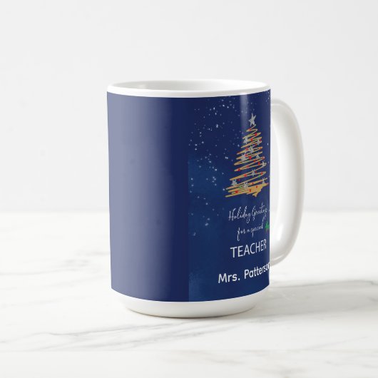 Lehrer Vielen Dank Weihnachtsschmuck mit Navy Tre Kaffeetasse (VorderseiteRechts)
