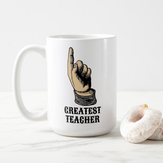 Lehrer Viktorianischer Zeitalter Zeige Handvorlage Kaffeetasse (Mit Donut)