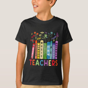 Lehrer Vintage-Blumen-Buch Themen Zurück zur Schul T-Shirt