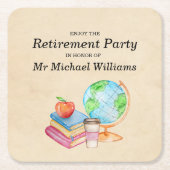 Lehrer Vintages Globe Books Retirement Party Rechteckiger Pappuntersetzer (Vorderseite)