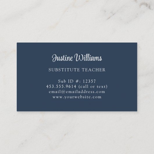 Lehrer Visitenkarte (Rückseite)