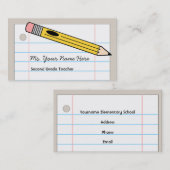 Lehrer-Visitenkarte - Bleistift und Papier Visitenkarte (Vorne/Hinten)