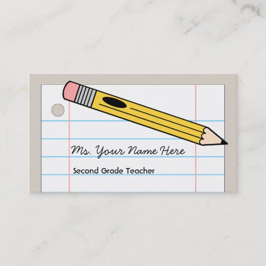 Lehrer-Visitenkarte - Bleistift und Papier Visitenkarte (Vorderseite)