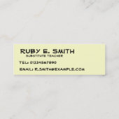 Lehrer-Visitenkarte Mini Visitenkarte (Rückseite)