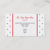 Lehrer-Visitenkarte - rote kleine Tupfen Apples Visitenkarte (Rückseite)