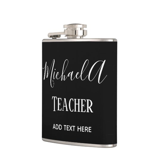 LEHRER VON MÄNNERN - Klassisches Schwarz-weißes Pe Flachmann (Links)