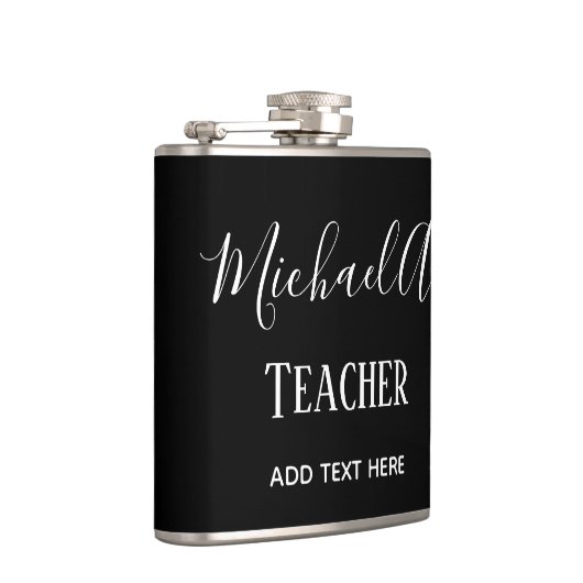 LEHRER VON MÄNNERN - Klassisches Schwarz-weißes Pe Flachmann (Rechts)