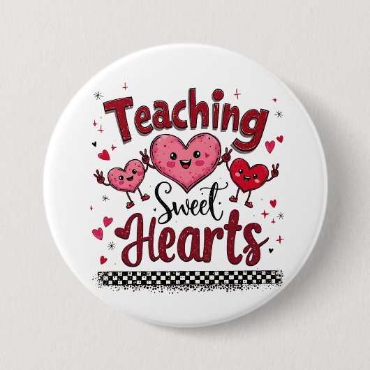 Lehrer von Sweet Hearts Funny Valentine Button (Vorderseite)