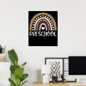Lehrer Vorschule Leopard Regenbogen Zurück zur Sch Poster (Heimbüro)