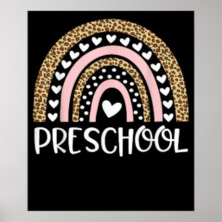 Lehrer Vorschule Leopard Regenbogen Zurück zur Sch Poster