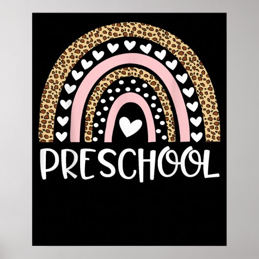 Lehrer Vorschule Leopard Regenbogen Zurück zur Sch Poster (Vorne)