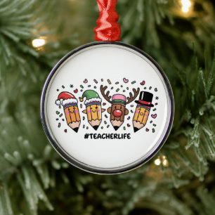 Lehrer Weihnachten Bleistifte Lehrer Leben Frohe W Ornament Aus Metall