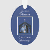 Lehrer Weihnachts-Segmentleiter auf Blue Ornament (Vorderseite)
