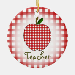 Lehrer-Weihnachtsverzierung - rotes Gignham Apple Keramikornament