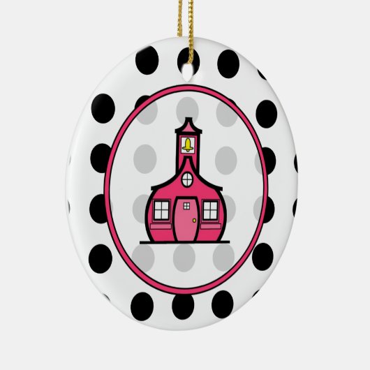 Lehrer-Weihnachtsverzierung - Tupfen u. Rosa Keramik Ornament (Rechts)