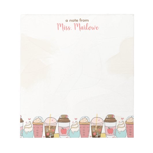 Lehrer Wertschätzung Apple Kaffee Personalisiert Notizblock (Vorderseite)