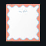 Lehrer Wertschätzung Blue peach Wavy Notizblock<br><div class="desc">Perfektes Geschenk für Lehrer mit blau-pfirsichfarbenen Rahmen. Für eine erweiterte Anpassung dieses Designs,  z.B. das Ändern des Layouts,  des Schriftartes oder der Textgröße,  klicken Sie bitte auf den obigen Button "KENNEN". Bitte kontaktieren Sie mich für weitere Fragen!</div>