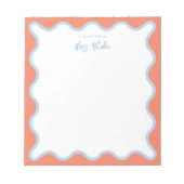 Lehrer Wertschätzung Blue peach Wavy Notizblock (Vorderseite)