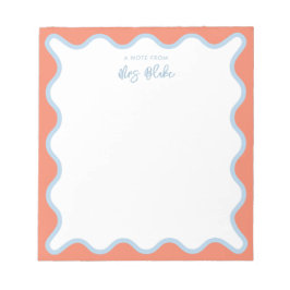 Lehrer Wertschätzung Blue peach Wavy Notizblock