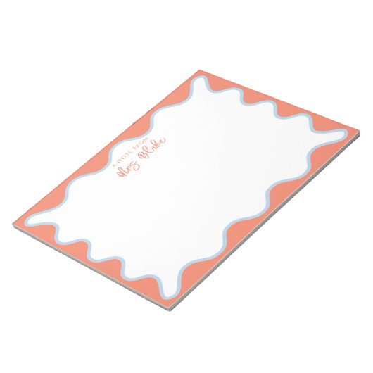 Lehrer Wertschätzung Blue Peach Wavy Notizblock (angewinkelt)