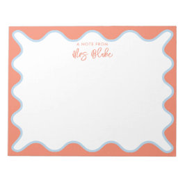 Lehrer Wertschätzung Blue Peach Wavy Notizblock