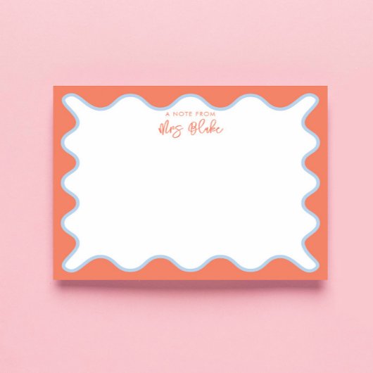 Lehrer Wertschätzung Blue Peach Wavy Notizblock