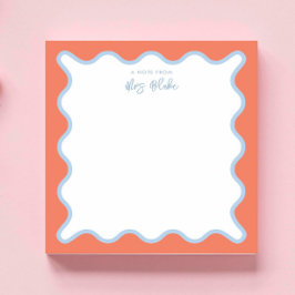 Lehrer Wertschätzung Blue peach Wavy Notizblock