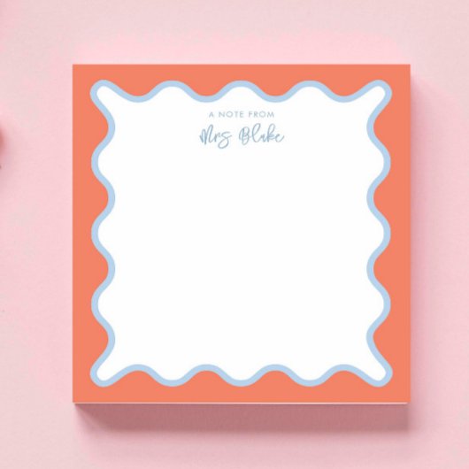 Lehrer Wertschätzung Blue peach Wavy Notizblock