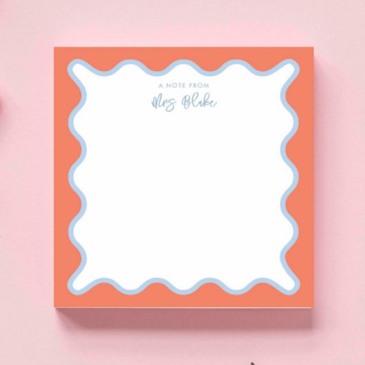 Lehrer Wertschätzung Blue peach Wavy Notizblock