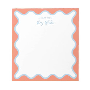 Lehrer Wertschätzung Blue peach Wavy Notizblock